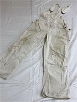 Vintage, white bib, overalls, distressed