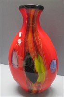 Glass artistic vase. Measures 18.25" tall. Note: