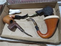 COLLECTION OF WOOD CARVED PIPES (5)