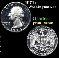 Proof 1974-s Washington Quarter 25c Grades GEM++ P