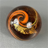 1.5" Handmade Gold Lutz Silver Mica Core Marble
