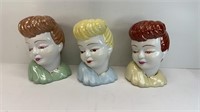 (3) HEAD VASES