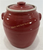 Vintage UHL Pottery Burgundy Jar / Cookie Jar