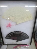 Folding Wedding Fan and Mourning Fan w/Boxes.