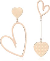 14k Gold-pl Asymmetrical Heart Earrings