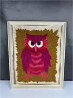 Owl embroidered framed