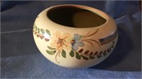 Weller pottery vase, flower and strip design, 6