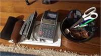 Group lot of glasses, Times watch, desk supplies,