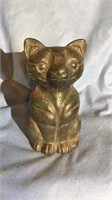 Old cast iron sitting cat figure, old gray paint,
