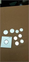 Grouping of 80% silver Canadian coins. 9 coins