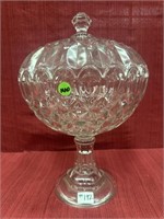 Pressed Glass Flint Style Compote, Large 15 x 10