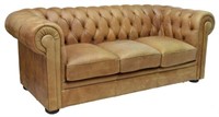 CHESTERFIELD BROWN LEATHER BUTTONED SOFA