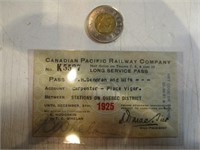 Québec ticket de train 1925 CPR Co.