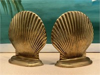 Pair Brass Shell Bookends