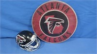 New Atlanta Falcons Model Helmet & Wood Plaque