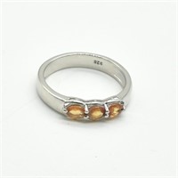 Silver Orange Sapphire(0.95ct) Ring