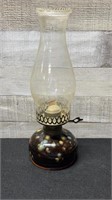 Unique Oil Lamp With Pottery Base 13" Tall