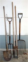 Four Vintage Wood Handle Tools