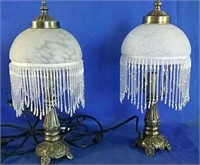 Two metal base lamps with a glass-top 13 in in
