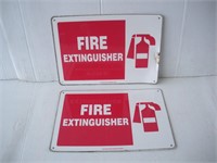 (2) Metal Fire Extinguisher Signs  14x10 inches