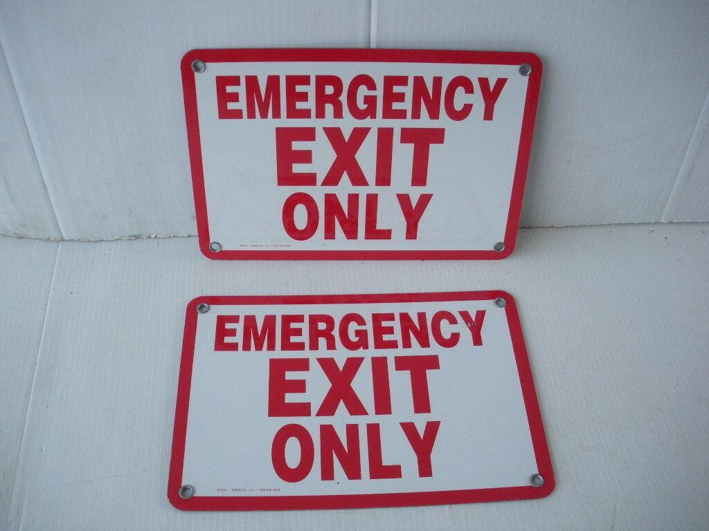 (2) Metal Emergency Exit Signs  10x7 inches