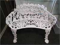 38" Wide White Iron Bench. Heavy. Seat Has Crack
