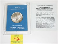 1922 Silver Peace Dollar Uncirculated