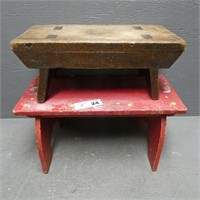 Pair of Early Wooden Step Stools