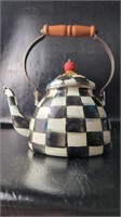 Mackenzie Childs Courtly Check Kettle Pot Red