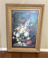 Large Flower arrangement framed canvas picture