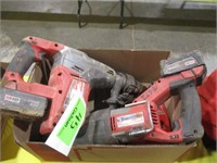 Box Lot  of Milwaukee Sawzall, Hack Saw, Drill