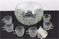 Clear Glass Punch Bowl Set