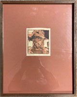 RARE EARLY ANDRE BIELER COLORED WOODCUT