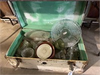 Trunk of collectible glassware