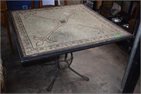 Inlaid Tile Table on Cast Iron Base 44 X 44