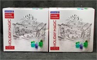 2 New Luminarc Snowflake Covered Boxes