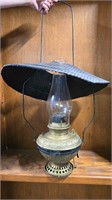 1890s BRADLEY & HUBBARD HANGING BRASS Oil Lamp