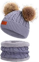 Girls' Winter Hat and Scarf Set, Gray, 2-8Yrs