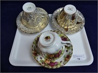 3 ROYAL ALBERT AND OTHER CUPS/SAUCERS