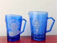 Shirley Temple Blue Glass Set of 2
