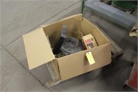 Box of Assorted Tools- Vise, Socket Set, Pump and