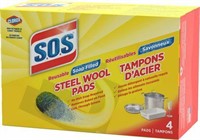 3 Boxes Of SOS Steel Wool Pads -4 Pads Per Box