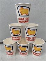 6 x NOS Golden Fleece Wax Drink Cups. Made in USA