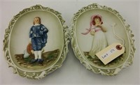 Lefton China Pinkie and Blueboy bisque wall