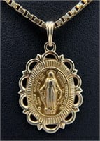 14K Gold Esemco Religious Pendant & Necklace