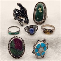 SW Style Rings Incl Amber & Lapis