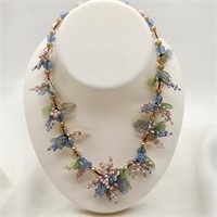 Glass Flowers & Leaves Necklace