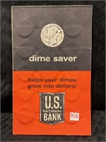 23 Silver dimes in US national Bank dime saver