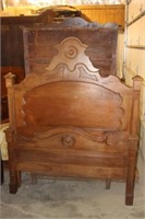 Antique Walnut Victorian High Back Bed