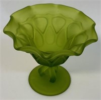 SWEET MATTED GLASS GREEN COMPOTE